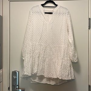 White eyelet twirl dress